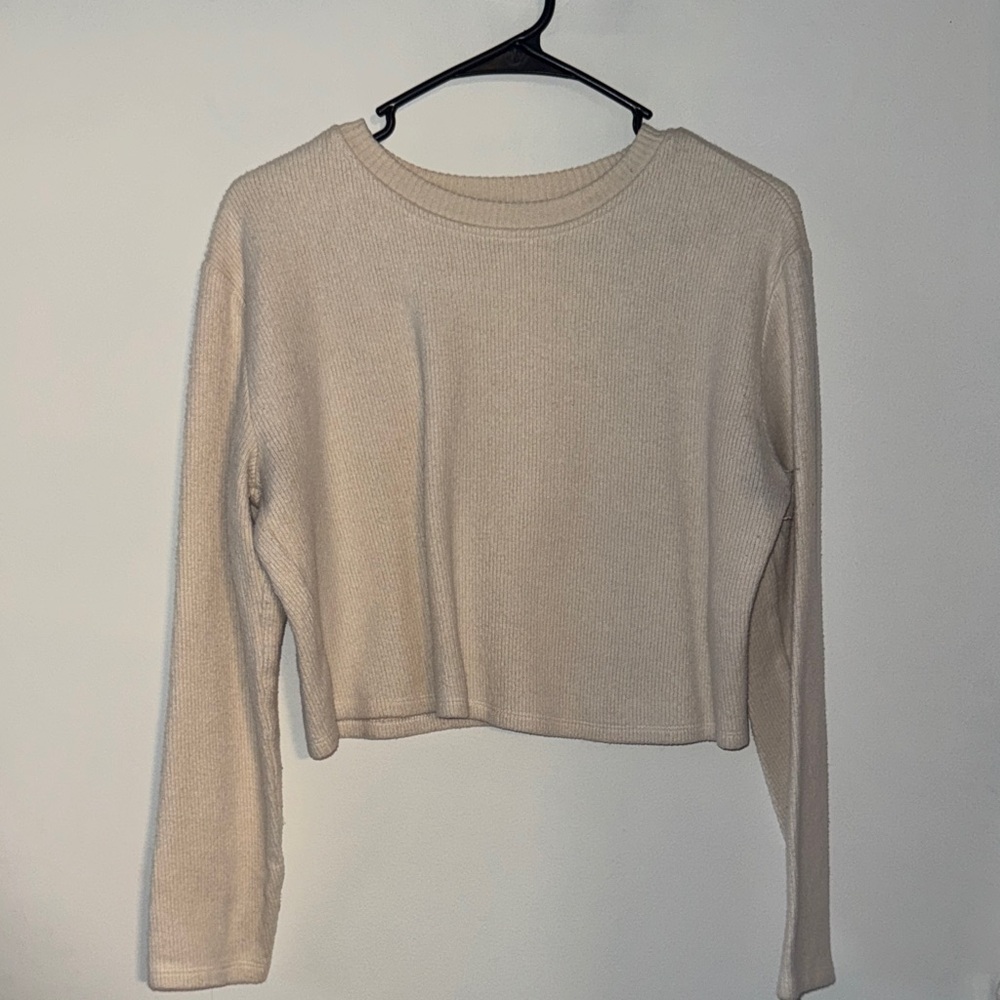 Zara Cream Long Sleeve Crop Top